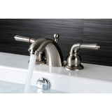 Two-Handle 3-Hole Deck Mount Mini-Widespread Bathroom Faucet with Brass Pop-Up