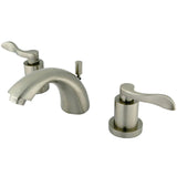 Two-Handle 3-Hole Deck Mount Mini-Widespread Bathroom Faucet with Brass Pop-Up