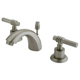 Two-Handle 3-Hole Deck Mount Mini-Widespread Bathroom Faucet with Brass Pop-Up