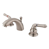 Two-Handle 3-Hole Deck Mount Mini-Widespread Bathroom Faucet with Brass Pop-Up