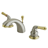 Two-Handle 3-Hole Deck Mount Mini-Widespread Bathroom Faucet with Brass Pop-Up