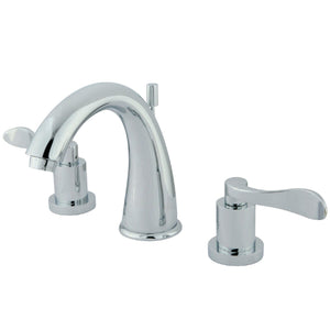 NuWave Two-Handle 3-Hole Deck Mount Widespread Bathroom Faucet with Brass Pop-Up Drain