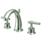 Milano Two-Handle 3-Hole Deck Mount Widespread Bathroom Faucet with Brass Pop-Up Drain