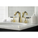 Kaiser Two-Handle 3-Hole Deck Mount Widespread Bathroom Faucet with Brass Pop-Up Drain