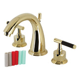 Kaiser Two-Handle 3-Hole Deck Mount Widespread Bathroom Faucet with Brass Pop-Up Drain