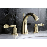 NuWave Two-Handle 3-Hole Deck Mount Widespread Bathroom Faucet with Brass Pop-Up Drain