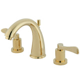 NuWave Two-Handle 3-Hole Deck Mount Widespread Bathroom Faucet with Brass Pop-Up Drain