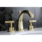 Milano Two-Handle 3-Hole Deck Mount Widespread Bathroom Faucet with Brass Pop-Up Drain