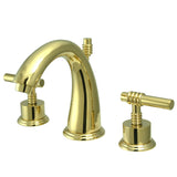 Milano Two-Handle 3-Hole Deck Mount Widespread Bathroom Faucet with Brass Pop-Up Drain