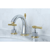 Milano Two-Handle 3-Hole Deck Mount Widespread Bathroom Faucet with Brass Pop-Up Drain