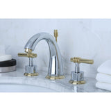 Milano Two-Handle 3-Hole Deck Mount Widespread Bathroom Faucet with Brass Pop-Up Drain