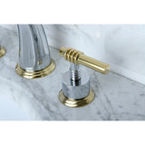 Milano Two-Handle 3-Hole Deck Mount Widespread Bathroom Faucet with Brass Pop-Up Drain