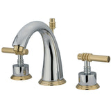 Milano Two-Handle 3-Hole Deck Mount Widespread Bathroom Faucet with Brass Pop-Up Drain