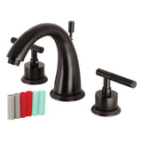 Kaiser Two-Handle 3-Hole Deck Mount Widespread Bathroom Faucet with Brass Pop-Up Drain