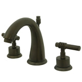 Milano Two-Handle 3-Hole Deck Mount Widespread Bathroom Faucet with Brass Pop-Up Drain