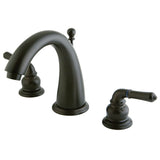 Naples Two-Handle 3-Hole Deck Mount Widespread Bathroom Faucet with Brass Pop-Up Drain