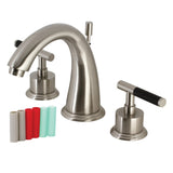 Kaiser Two-Handle 3-Hole Deck Mount Widespread Bathroom Faucet with Brass Pop-Up Drain