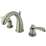 NuWave Two-Handle 3-Hole Deck Mount Widespread Bathroom Faucet with Brass Pop-Up Drain