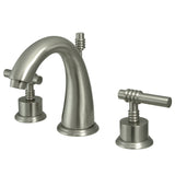 Milano Two-Handle 3-Hole Deck Mount Widespread Bathroom Faucet with Brass Pop-Up Drain