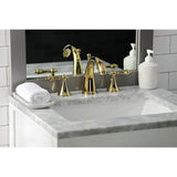 Naples Two-Handle 3-Hole Deck Mount Widespread Bathroom Faucet with Brass Pop-Up Drain