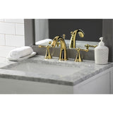 English Country Two-Handle 3-Hole Deck Mount Widespread Bathroom Faucet with Brass Pop-Up Drain