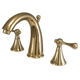 English Country Two-Handle 3-Hole Deck Mount Widespread Bathroom Faucet with Brass Pop-Up Drain