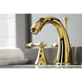 Naples Two-Handle 3-Hole Deck Mount Widespread Bathroom Faucet with Brass Pop-Up Drain