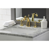 Naples Two-Handle 3-Hole Deck Mount Widespread Bathroom Faucet with Brass Pop-Up Drain