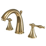 Naples Two-Handle 3-Hole Deck Mount Widespread Bathroom Faucet with Brass Pop-Up Drain