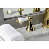 Naples Two-Handle 3-Hole Deck Mount Widespread Bathroom Faucet with Brass Pop-Up Drain