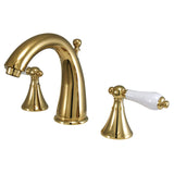 Naples Two-Handle 3-Hole Deck Mount Widespread Bathroom Faucet with Brass Pop-Up Drain