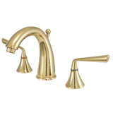 Silver Sage Two-Handle 3-Hole Deck Mount Widespread Bathroom Faucet with Brass Pop-Up Drain