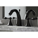 Naples Two-Handle 3-Hole Deck Mount Widespread Bathroom Faucet with Brass Pop-Up Drain