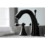 Naples Two-Handle 3-Hole Deck Mount Widespread Bathroom Faucet with Brass Pop-Up Drain