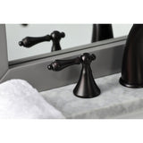 Naples Two-Handle 3-Hole Deck Mount Widespread Bathroom Faucet with Brass Pop-Up Drain