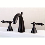 Naples Two-Handle 3-Hole Deck Mount Widespread Bathroom Faucet with Brass Pop-Up Drain