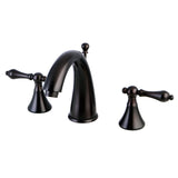 Naples Two-Handle 3-Hole Deck Mount Widespread Bathroom Faucet with Brass Pop-Up Drain