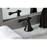 English Country Two-Handle 3-Hole Deck Mount Widespread Bathroom Faucet with Brass Pop-Up Drain