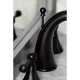 English Country Two-Handle 3-Hole Deck Mount Widespread Bathroom Faucet with Brass Pop-Up Drain