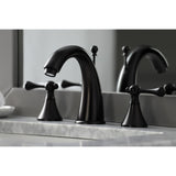 English Country Two-Handle 3-Hole Deck Mount Widespread Bathroom Faucet with Brass Pop-Up Drain