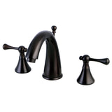 English Country Two-Handle 3-Hole Deck Mount Widespread Bathroom Faucet with Brass Pop-Up Drain