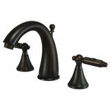 Elinvar Two-Handle 3-Hole Deck Mount Widespread Bathroom Faucet with Brass Pop-Up Drain