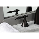 Naples Two-Handle 3-Hole Deck Mount Widespread Bathroom Faucet with Brass Pop-Up Drain