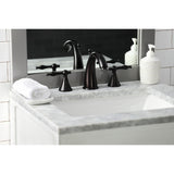 Naples Two-Handle 3-Hole Deck Mount Widespread Bathroom Faucet with Brass Pop-Up Drain