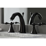 Naples Two-Handle 3-Hole Deck Mount Widespread Bathroom Faucet with Brass Pop-Up Drain