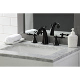 Naples Two-Handle 3-Hole Deck Mount Widespread Bathroom Faucet with Brass Pop-Up Drain