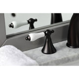 Naples Two-Handle 3-Hole Deck Mount Widespread Bathroom Faucet with Brass Pop-Up Drain