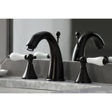 Naples Two-Handle 3-Hole Deck Mount Widespread Bathroom Faucet with Brass Pop-Up Drain