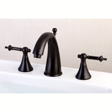 Templeton Two-Handle 3-Hole Deck Mount Widespread Bathroom Faucet with Brass Pop-Up Drain