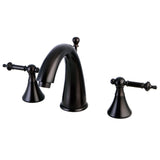 Templeton Two-Handle 3-Hole Deck Mount Widespread Bathroom Faucet with Brass Pop-Up Drain